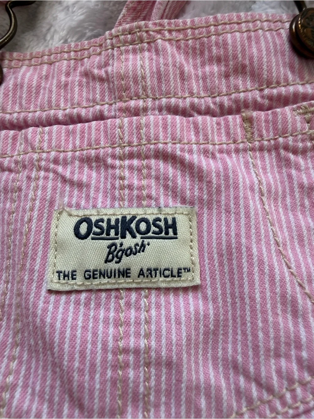 OshKosh B'gosh Pink Striped Corduroy Shortall Overalls